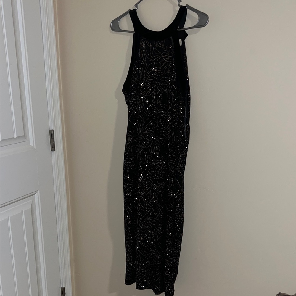 Bisou Bisou Black and gold Midi Dress